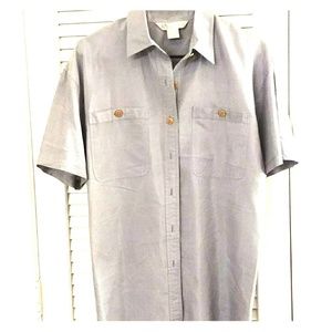90's style grey 100% silk top
